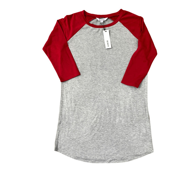 BB DAKOTA Raglan Shirt Dress Red & Gray Size Small - Picture 5 of 5
